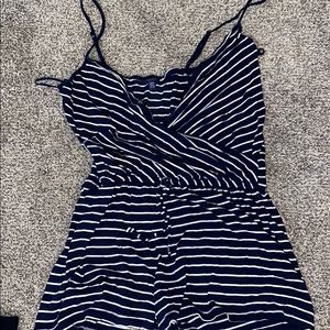 Navy Blue and White Aero Romper